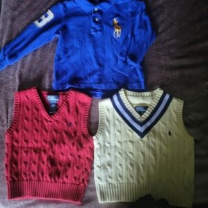 Polo Ralph Lauren vest and long sleeve shirts Size  2t Size 24 months